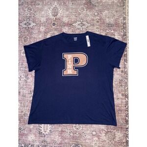 PINK Victoria's Secret Oversized Campus Tee Navy Blue Varsity Logo Cotton XL NEW